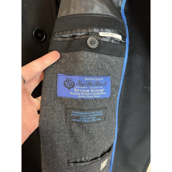 Loro Piana Trench Coat Mid Length Black Wool Storm System Overcoat Men’s 40 Pea - Picture 3 of 6